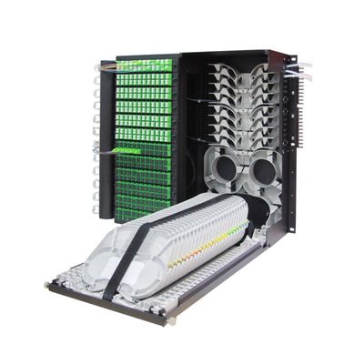 576 cœurs haute densité Flip Down 19 pouces panneau de patch de fibre optique pour réseau LAN filaire