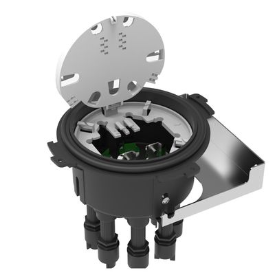 Fermeture de l'épissure en fibre optique pré-connectée à 8 ports pour les applications FTTX en noir