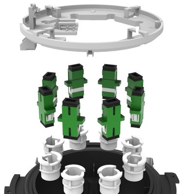 Fermeture de l'épissure en fibre optique pré-connectée à 8 ports pour les applications FTTX en noir